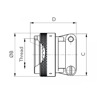 8TAB02 8TAluminiumBackshellType02 CableClampStraight